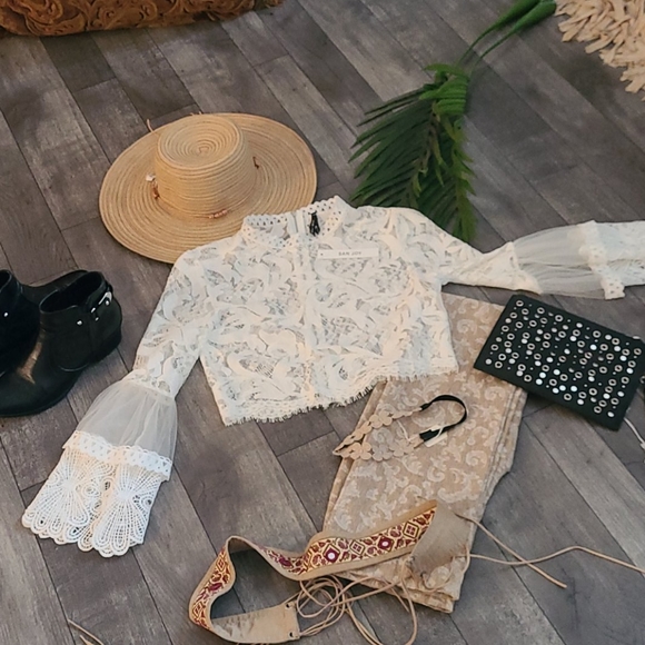 NWT BO HO WHITE LACE TOP MEDIUM - Picture 14 of 16